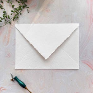 a5 handmade paper envelope with pointed flap and deckled edges