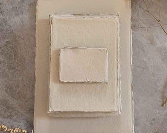Handmade Recycled Cotton Rag Card | Deckle Edge Paper for Crafts, Natural Colour