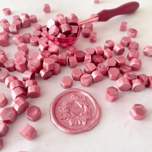 Wax Seal Beads in Dusky Pink | Make DIY wax seals in pearlised dusky pink | Sealing wax supplies | Perfect for making wedding wax seals