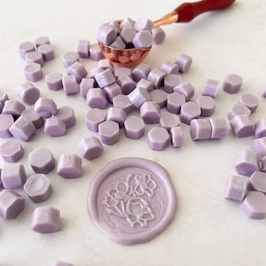 Sellado de perlas de cera en lila suave / Pequeñas perlas de cera para sellos de cera, sellos de cera y sellos de envoltura / Suministros de cera de sellado