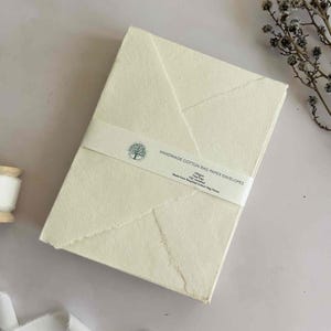 Vanilla Handmade Cotton Rag Envelopes | Cream deckled edge envelopes | Handmade Paper Invitation Envelopes for Invitations etc.