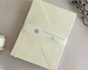 Vanilla Handmade Cotton Rag Envelopes | Cream Deckled Edge, 150gsm