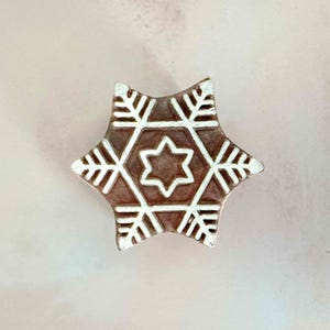 Frozen - Indian Wood Block Stamp | Snowflake Pattern Wooden Stamp for decorating cards, gift wrap, fabric and more