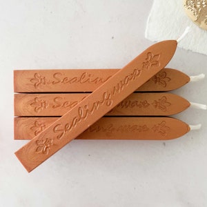Copper Sealing Wax Stick with Wick - Traditional Style Wick Sealing Wax for making wax seal stamps - Letter sealing wax in metallic copper