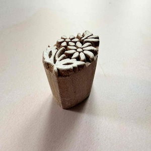 Inaya - Indian Wood Block Stamp | Small flower design wooden stamp for printing onto cards, paper, gift wrap, fabric and more