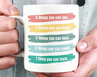 54321 Grounding Mug, Mental Health Mug, Therapy Mug, Anxiety Mug, Therapist Mug, Therapist Gift, Therapist Cup