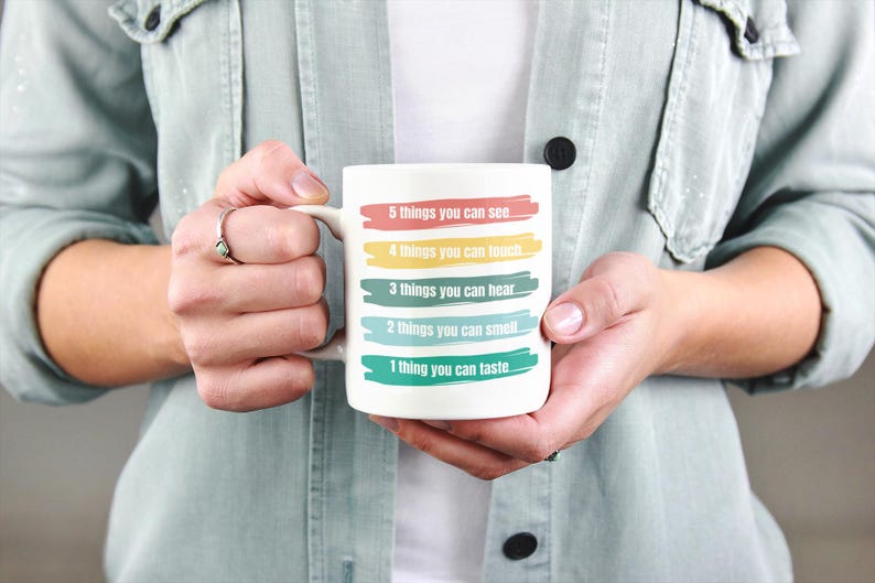 54321 Grounding Mug, Mental Health Mug, Therapy Mug, Anxiety Mug, Therapist Mug, Therapist Gift, Therapist Cup immagine 1