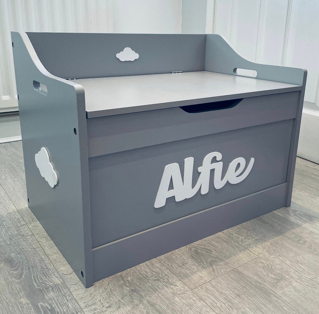 Personalised Childrens Grey Toybox Toy Storage Chest Etsy UK