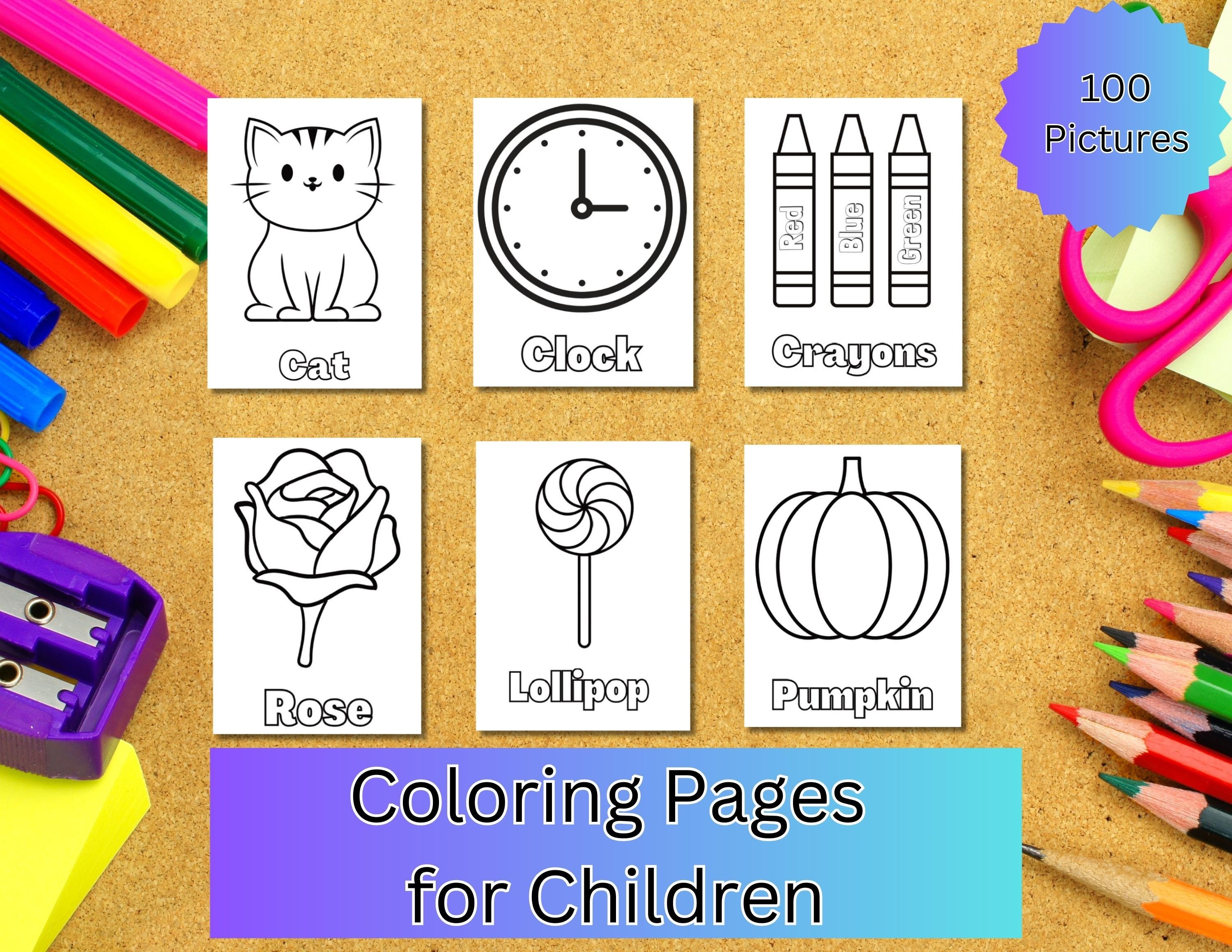 Children's First Coloring Book, Printable, Instant Download, Simple ...