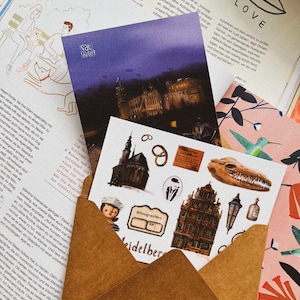 Set of postcards "Heidelberg" Vintage Envelope Illustration Card Cute pictures Small Gift for Postcrossing and Paper Lovers Greetings Travel