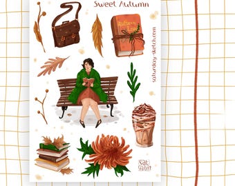 Stickers automne doux prêts à imprimer et à découper - téléchargement numérique