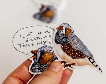 Zebra Finch Bird Sticker – Waterproof Glossy Vinyl Wildlife Art