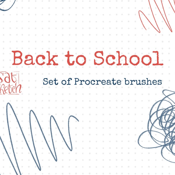 Procreate brushes "Back to School" - set of 10 brushes Instant download brushset iPad drawing stamp brush Vintage Pencil Patterns