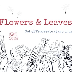 Procreate Stamp Brushes Flowers Leaves Artist Brushset Tools Botanical Illustrations Coloring Instant Download Digital Drawing Floral Paint