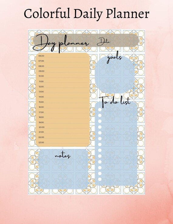 Printable Daily Planner Daily Organizer Hourly Planner Time - Etsy