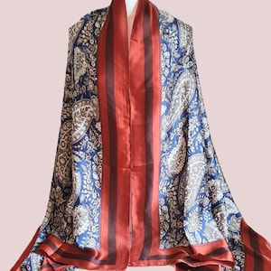 Écharpe douce et soyeuse de luxe, écharpe design vintage, cadeau personnalisé pour elle, coffret cadeau disponible, foulard pour femme, écharpe à motif vintage