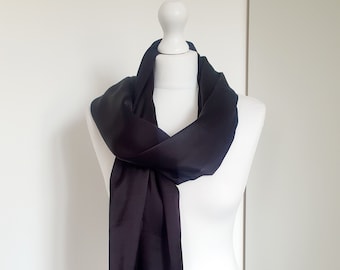 Plain 100% Silk Scarf, Black Soft Silk Scarf, Solid Colour Scarf, Personalised Gift For Her, Women's Head Scarf, Gift Box Card, Mother's Day