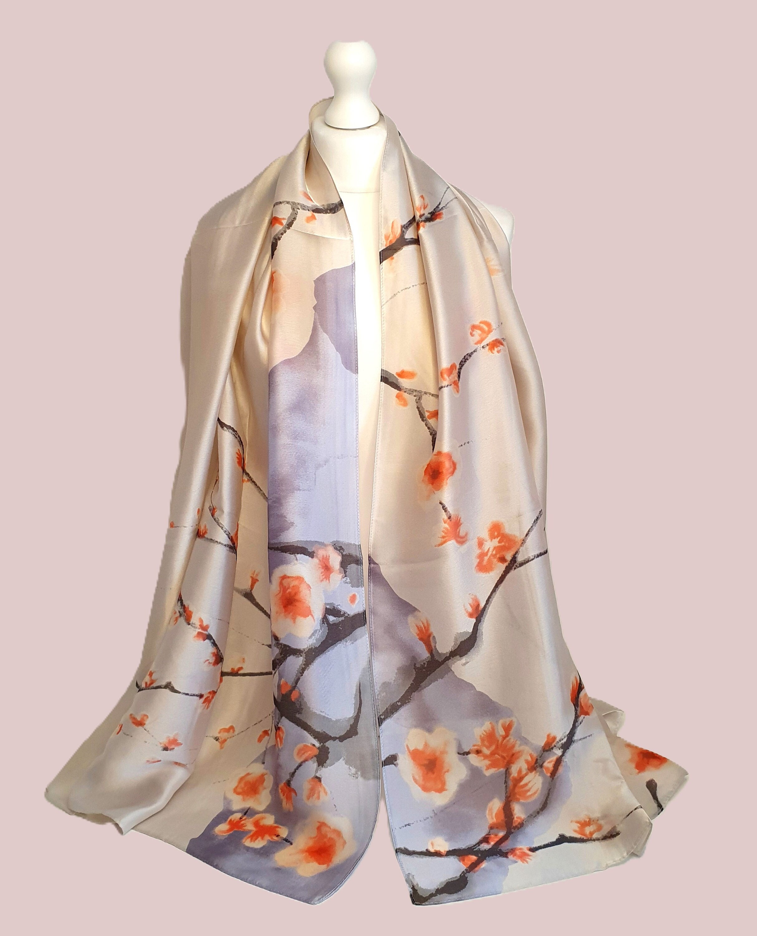 Sciarpa Di Seta Da Donna - Sciarpa In Chiffon Fiore Stampato Moda Stile Foulard Casual Colorato Sciarpa Classica Scialle Di Protezione Solare Scarf