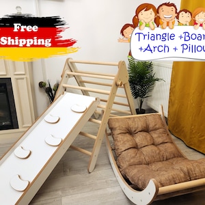 Montessori set 4in1 Climbing Triangle + Arch + Ramp + Pillow, kletterdreieck, Kletterbogen