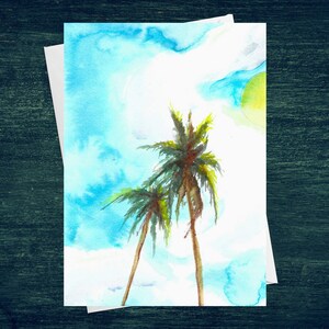Florida Doppel palmen Grußkarte 13x18 blanko