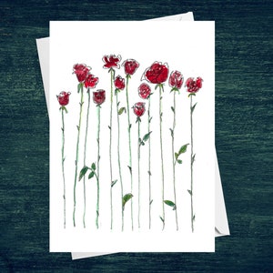Carte de fête des mères | Douzaine de roses pour maman | Carte vierge 5x7 | Bonne fête des mères | Oeuvre originale | Roses aquarelles | Carte pour maman