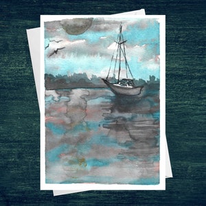 Bateau sur le lac marbré de Floride Carte de vœux 5x7 vierge