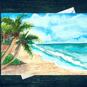 Florida Beach With Palms Grußkarte 13x18 blanko