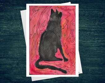 Cat In The Red Greeting Card 5x7 Blank