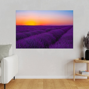 Lavender Field Canvas Art Lavender Canvas landscape Wall Art Sunset Print Lavender Photo Wall Art Nature Wall Art Sunset Nature Painting