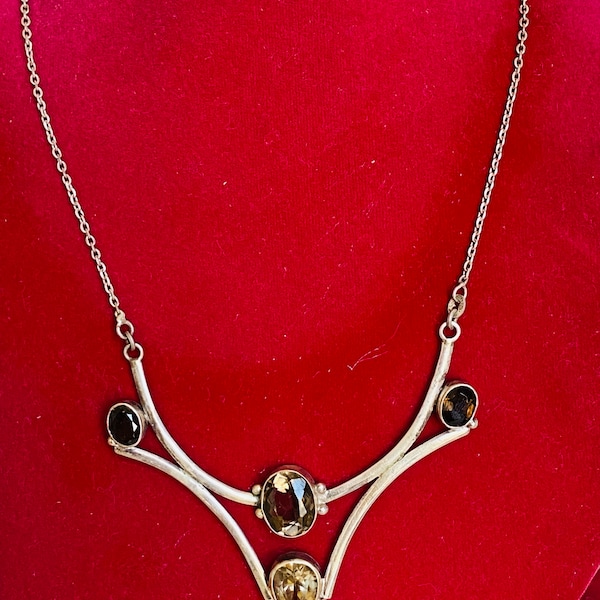 Vintage Black Onyx Sterling Silver Necklace, Elegant Party Jewelry