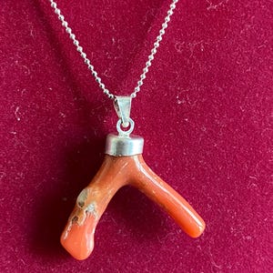 Genuine Red Coral Branch Pendant in Sterling Silver, Coral Pendant, Coral Branch, Red Coral, Handmade Charm Deep Sea Branch Coral Pendant