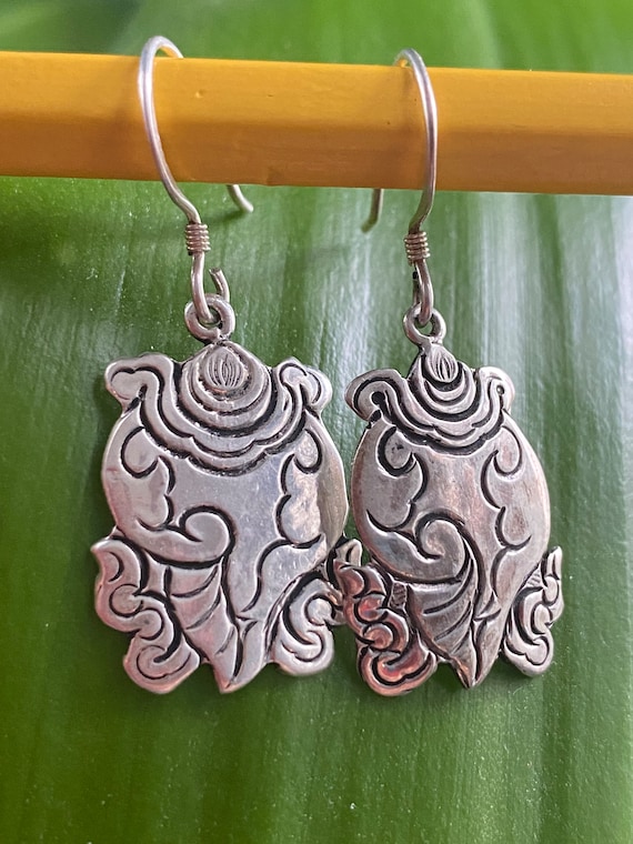 Conch Earring Handmade 925 Silver Jewelry Dangle … - image 1
