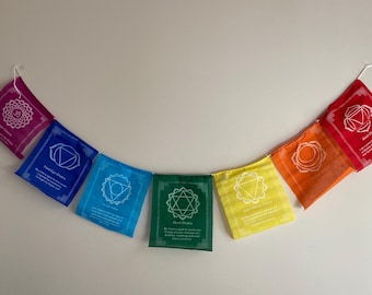 Seven Chakra Prayer Flags, Buddhist Blessing Banners