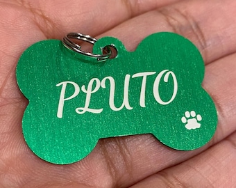 Personalized Stainless Steel Dog Bone Pet ID Tag, Custom Engraved Name