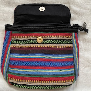 Soft Gheri Cotton Zipper Over Body Bag Fun Multi Color Bag Passport Travel Side Bag Crossbody Bag Perfect Size Bag for Mom Teen Sister