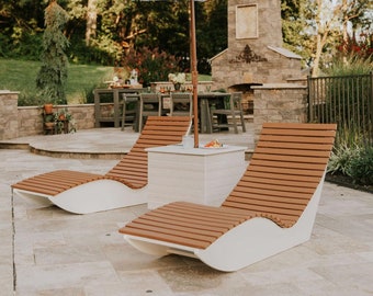 Modern Poly Outdoor Chaise Lounge – Weatherproof Patio Recliner, Made in USA