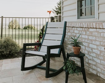 Modern Porch Rocking Chair – Poly HDPE Outdoor Furniture, Maintenance-Free Rocker, Made in USA