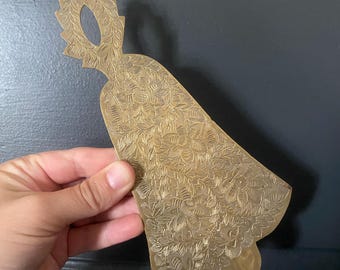 Vintage Brass Bell Shaped etched trivet