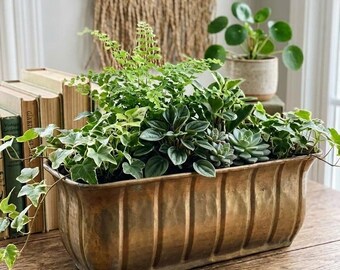 Vintage Rectangular Brass Planter