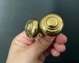 Vintage Brass Cabinet pull// Classic domed bullseye design