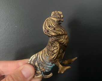 Vintage Brass Rooster salt shaker