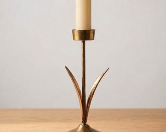 Vintage Brass Candle holder with floral base