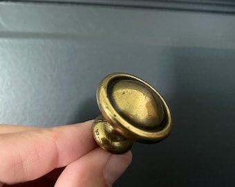 Vintage Brass Cabinet pull// Classic domed bullseye design