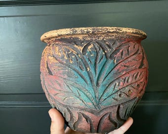Vintage Etched Terracotta Planter