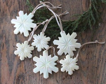 Set of 6 Vintage Snowflake Christmas Ornaments