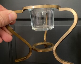Vintage Brass with glass tee candle or plant propagation holder