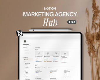 Marketing Agency Notion Template Notion Planner Project Management Business Planner Notion Workspace Client Tracker OKRs Dashboard CRM