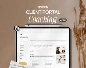 Modelo Notion Coaching Portal do Cliente Planejador de Cursos Planejador Notion Rastreador de Clientes CRM Colaboração com o Cliente Portal do Curso Painel Notion