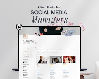 Notion Client Portal for Social Media Manager Notion Template Content Strategy Template for Marketing Agency Client Workflow
