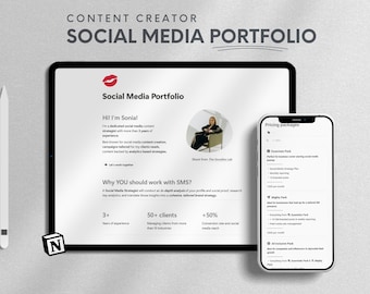 Content Creator Social Media Portfolio Website Notion Template Content Social Media Manager Notion Client Price List Portfolio Branding Kit
